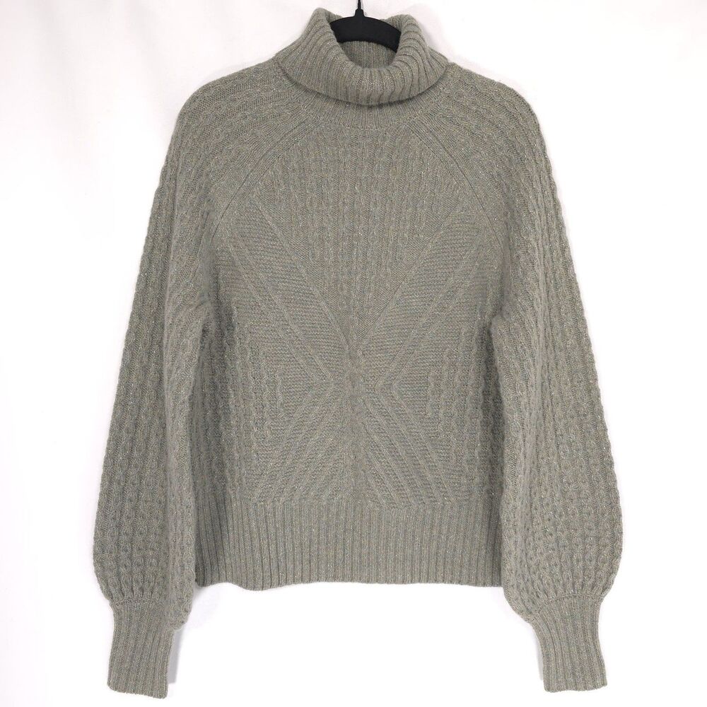 BROOKS BROTHERS New LAMBS WOOL Blend Knit Pullover Sweater SMALL Metallic Olive‎